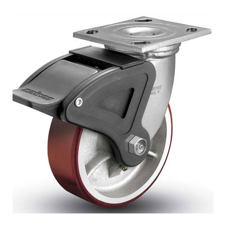 Colson Colson 4 Series Swivel Plate Caster 4.08199.949.7 BRK4 Polyurethane With Brake 8" Dia. 1250 Lb 4.08199.949.7 BRK4